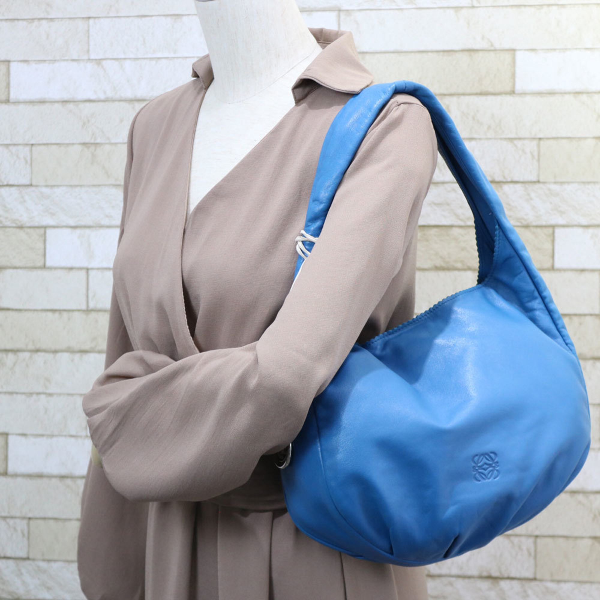 LOEWE Shoulder Bag Leather Blue Ladies
