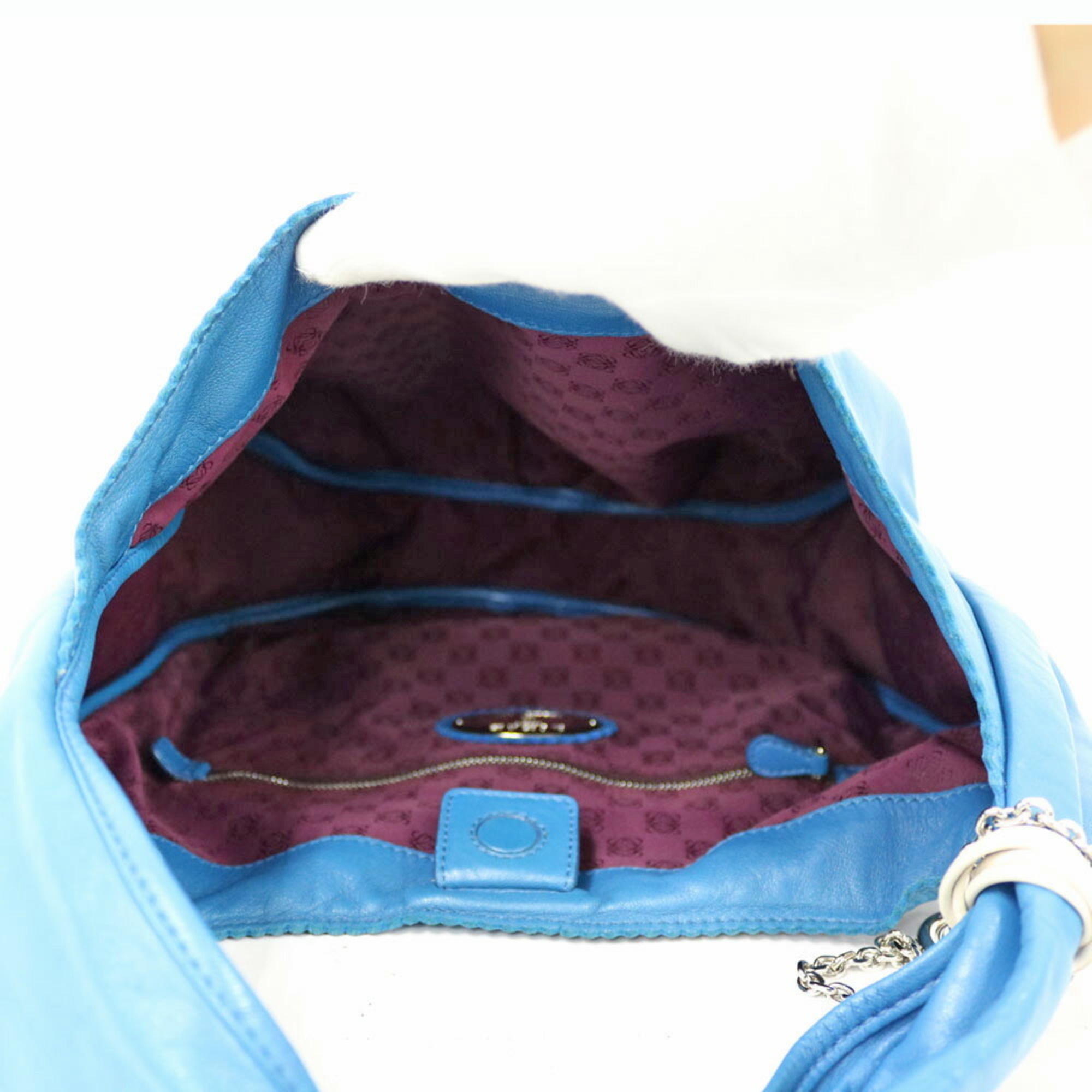 LOEWE Shoulder Bag Leather Blue Ladies