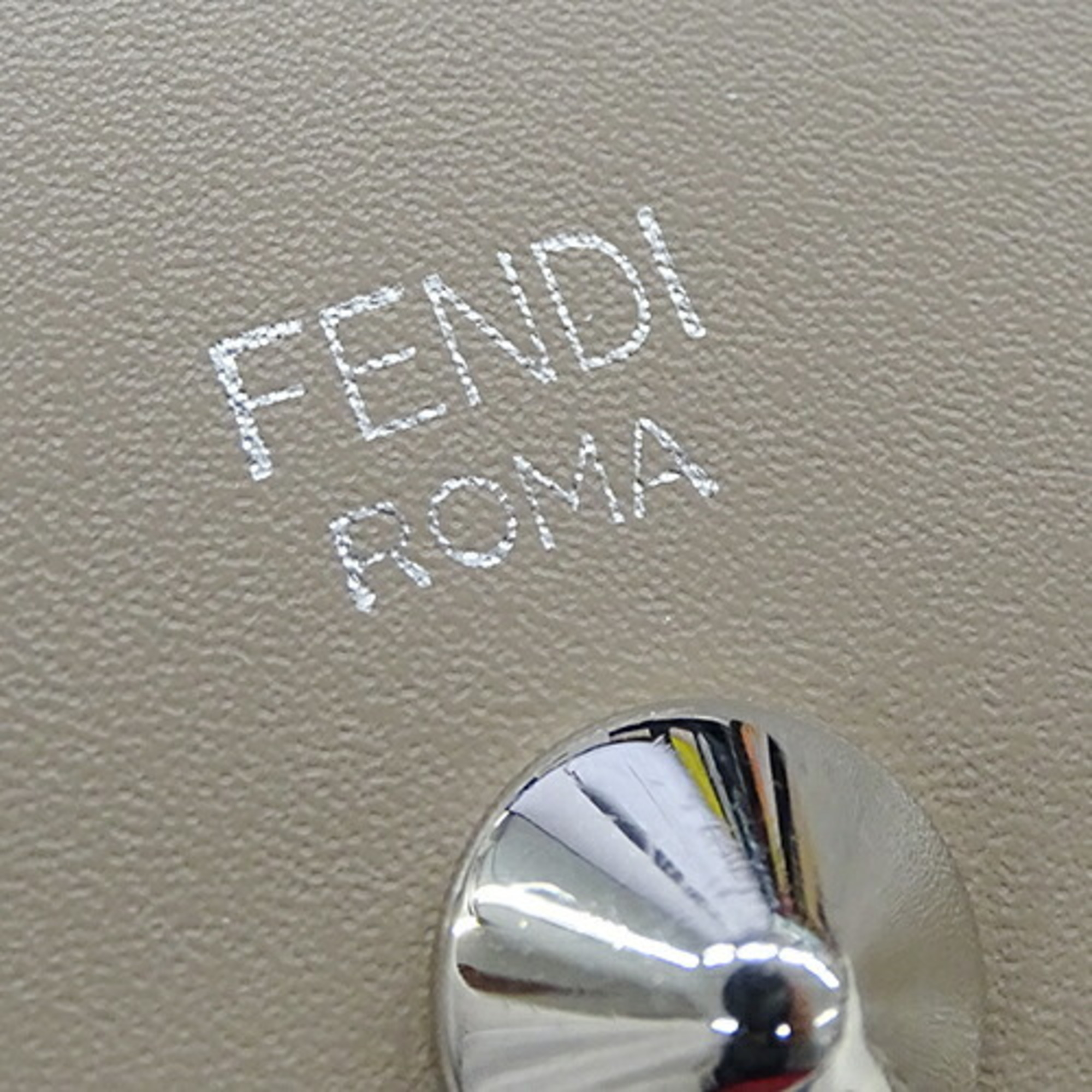 FENDI Card Case Ladies Men's Business Holder Leather Visible Greige 8M0217