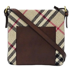 Burberry BURBERRY Bag Women's Shoulder Wool Leather Beige Brown Check Crossbody