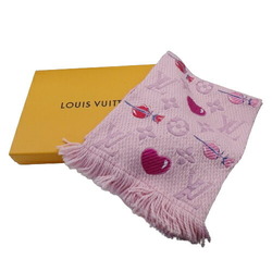 LOUIS VUITTON Muffler Women's Stole Escharp Mania Arafoli Pink Wool Silk M71587 GM0198 Heart Lip