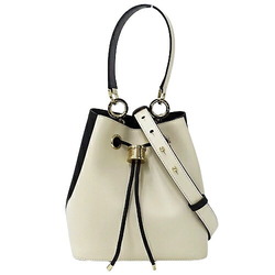 BVLGARI bag ladies handbag shoulder 2way B-zero1 bucket leather ivory black bicolor crossbody