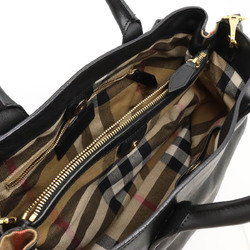 BURBERRY Medium Banner Plaid Handbag Shoulder Bag Leather Canvas Black Beige 3926918