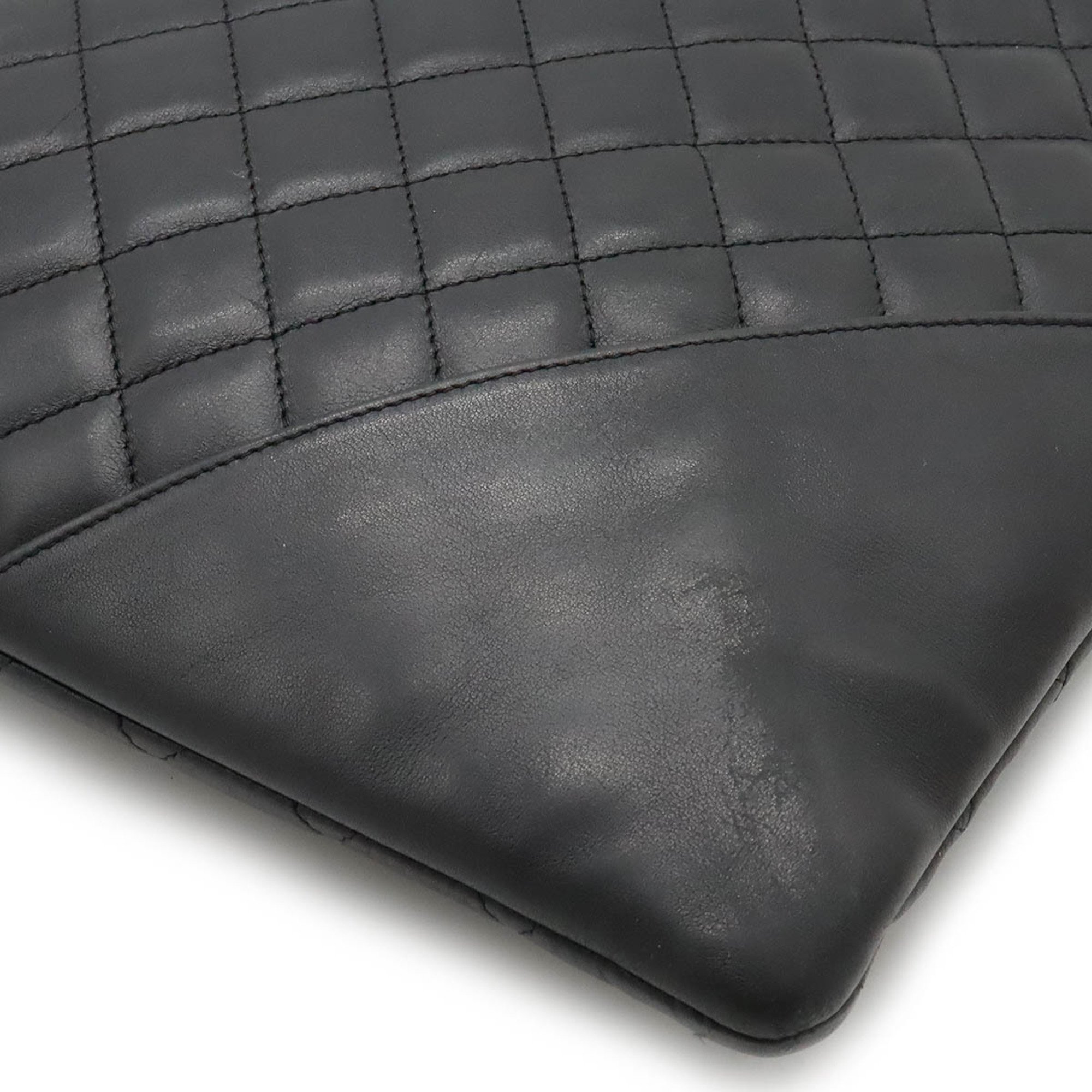 CHANEL Cambon Line Coco Mark Flat Tote Bag Soft Calf Black White A28126