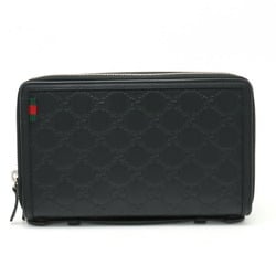 GUCCI Gucci Guccisima Case Second Bag Clutch Round Long Wallet Rubber Leather Black 336298