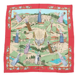 HERMES Muffler/Scarf Large Silk Red Beige Square Print Carre90 COSTUMES DES DEPARTEMENTS Department Costume VINTAGE