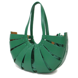 BOTTEGA VENETA Bottega Veneta Bag Tote Green The Shell Medium Leather Drawstring Included Made in Italy