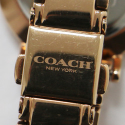 COACH Coach Watch PERRY Quartz Round Case Tea Rose Detail Stainless Steel Gold Japanese