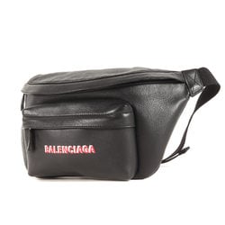 BALENCIAGA EVERYDAY Logo Leather Belt Bag 552375 Everyday Waist Pouch Body Shoulder Black Made in Italy
