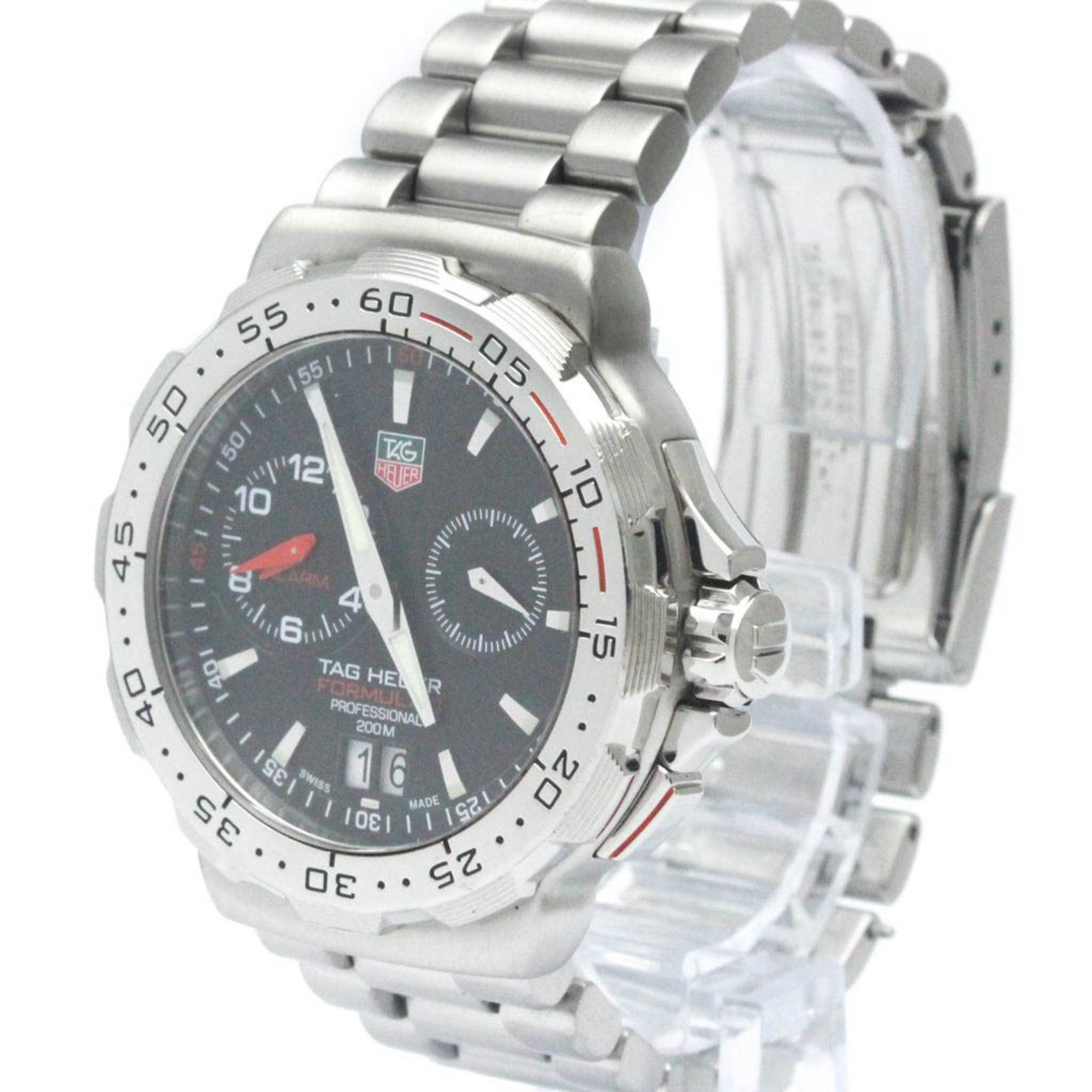 Polished TAG HEUER Formula 1 Alarm Steel Quartz Mens Watch WAH111C BF565434