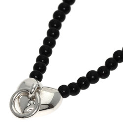 Tiffany Heart Knock Onyx Necklace Silver Women's TIFFANY&Co.