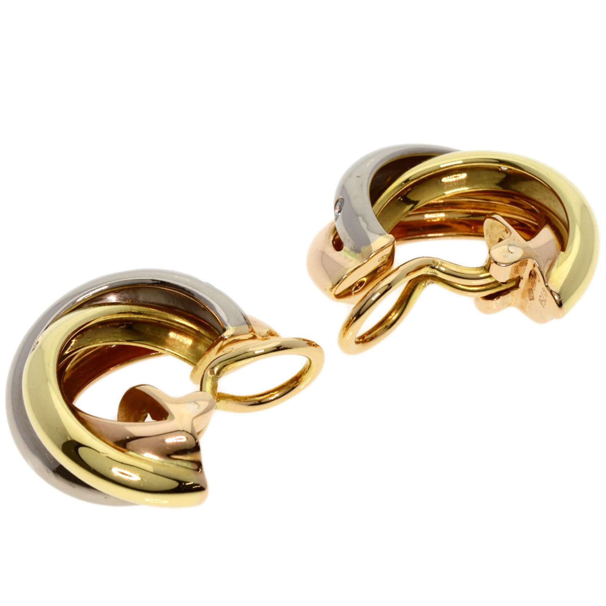 Cartier Trinity Diamond Earrings K18 Yellow Gold/K18WG/K18PG Women's CARTIER