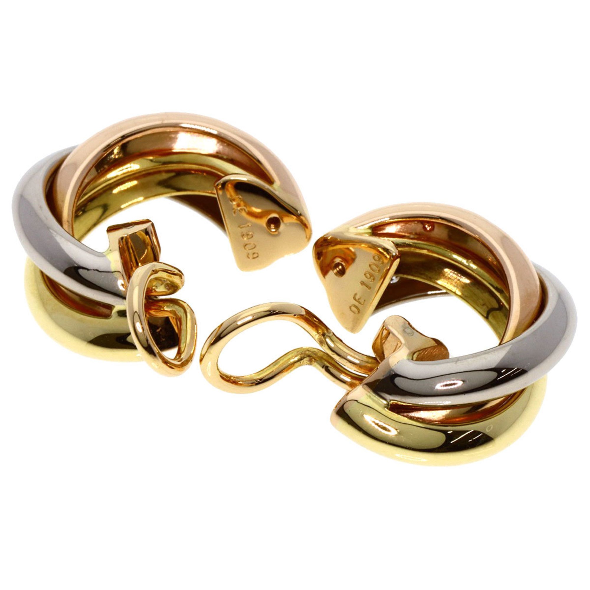 Cartier Trinity Diamond Earrings K18 Yellow Gold/K18WG/K18PG Women's CARTIER
