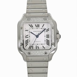 Cartier Santos de Watch MM Bezel Diamond W4SA0005 Silver Unisex