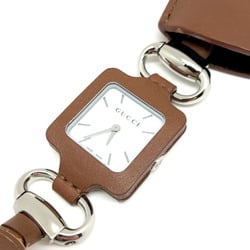 GUCCI Gucci Quartz Watch Square Crochette Bag Charm 130.5 Brown White Dial Stainless Steel Leather IT4YAOHHOAW0