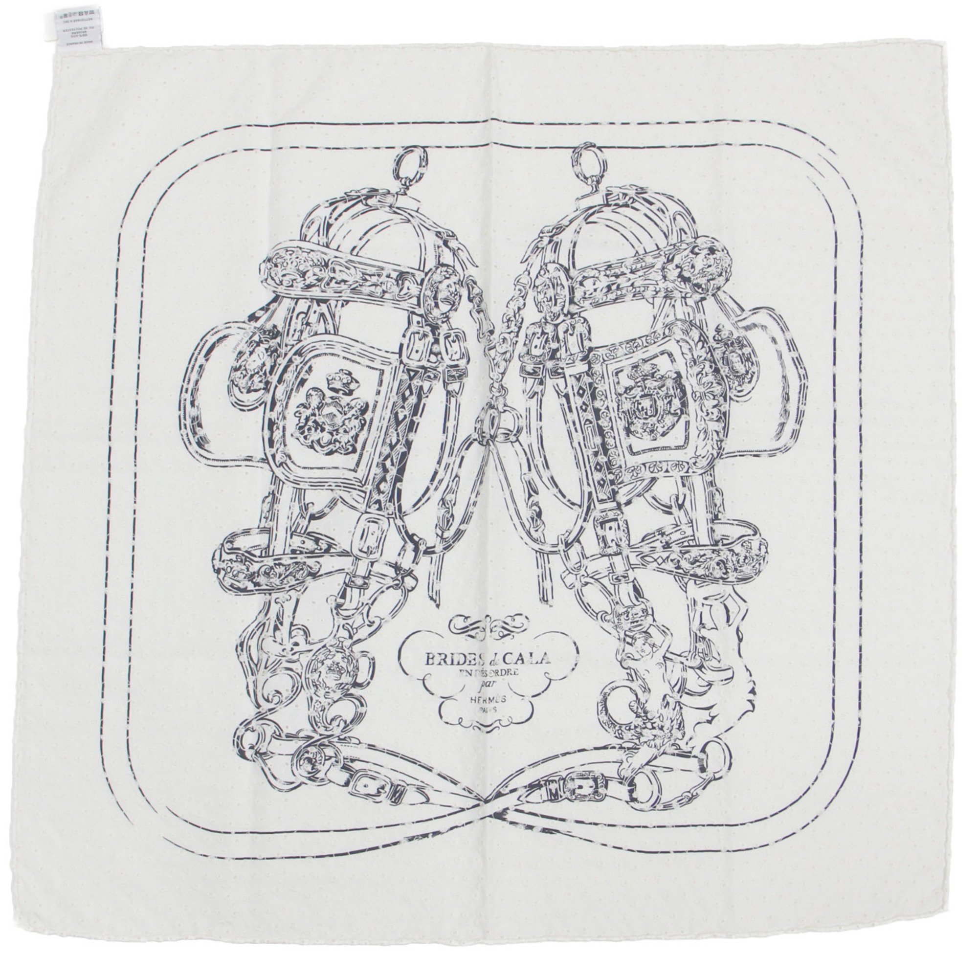 HERMES Muffler/Scarf Embroidery Lace Print Pattern Silk Carre 70 Brides de Gala White Black BLAN NOIRFREE