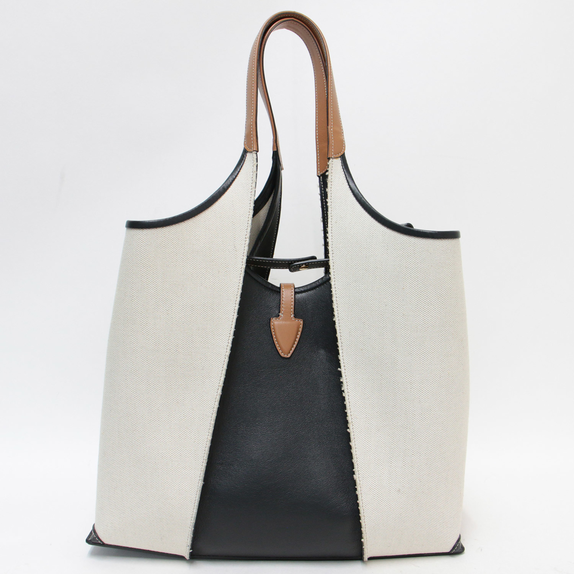 Tod's TODS Bag Tote Off White Black Camel Shoulder Canvas Leather Combination T Timeless 22 Spring/Summer Basic Office Casual Lightweight