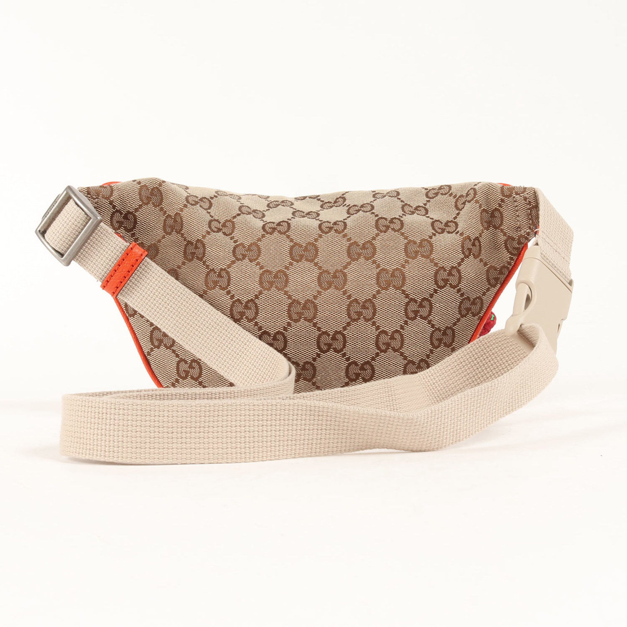 GUCCI Gucci Bag 21AW THE NORTH FACE North Face GG Canvas Belt 650299 Waist Pouch Body Logo Embroidery Beige Orange Collaboration Made in Italy