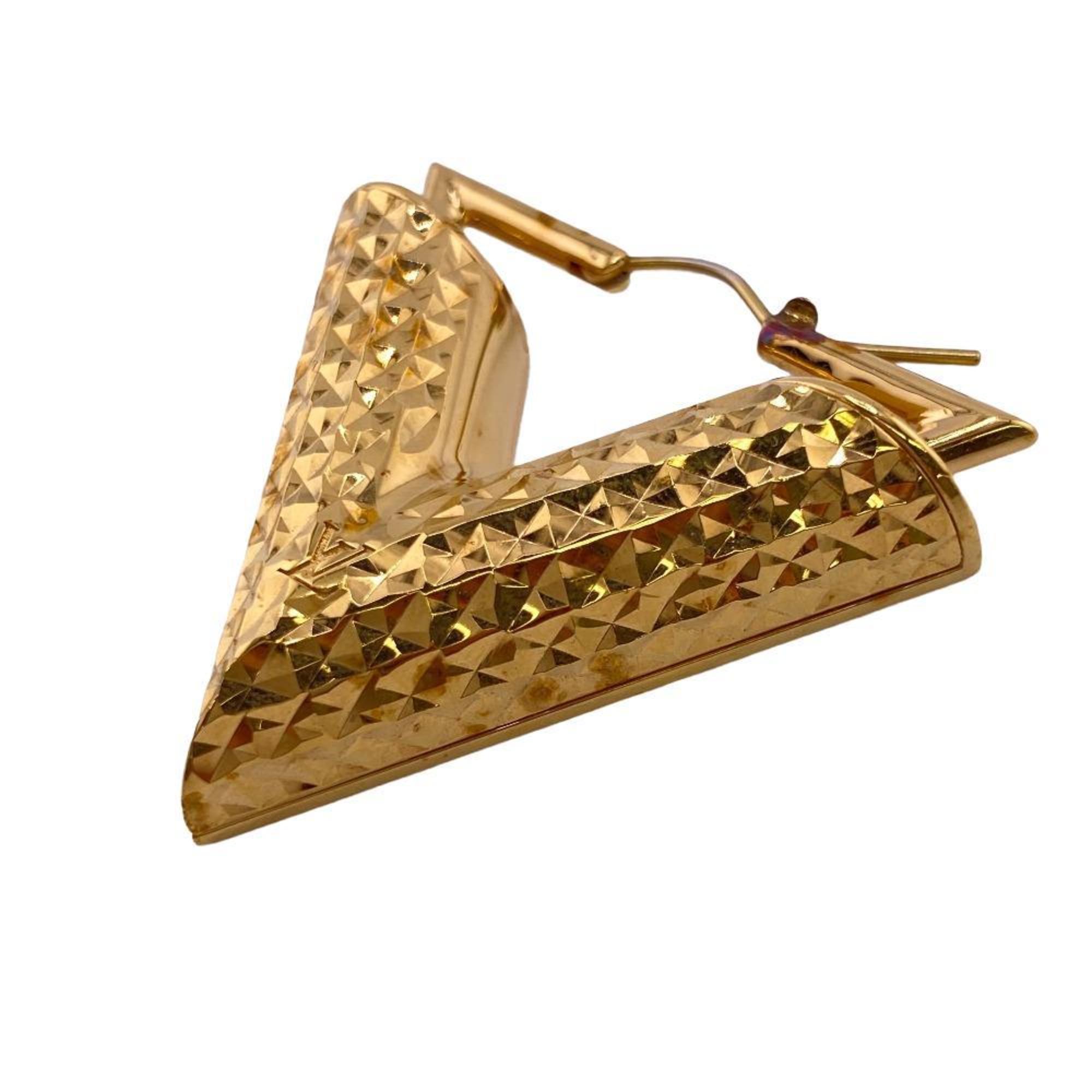 LOUIS VUITTON M64270 Book de Reuil Essential V Guilloche Earrings Gold Ladies