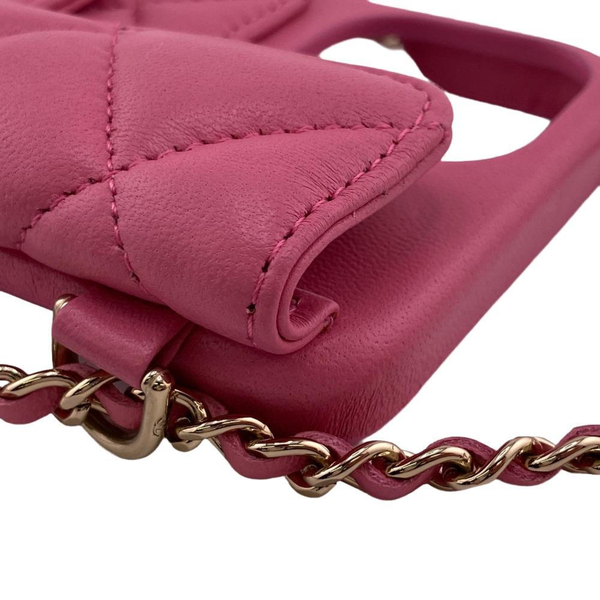 CHANEL Chanel Matelasse iPhone Case iPhone12 Chain Shoulder Coco Mark Mobile/Smartphone Accessories Pink Ladies
