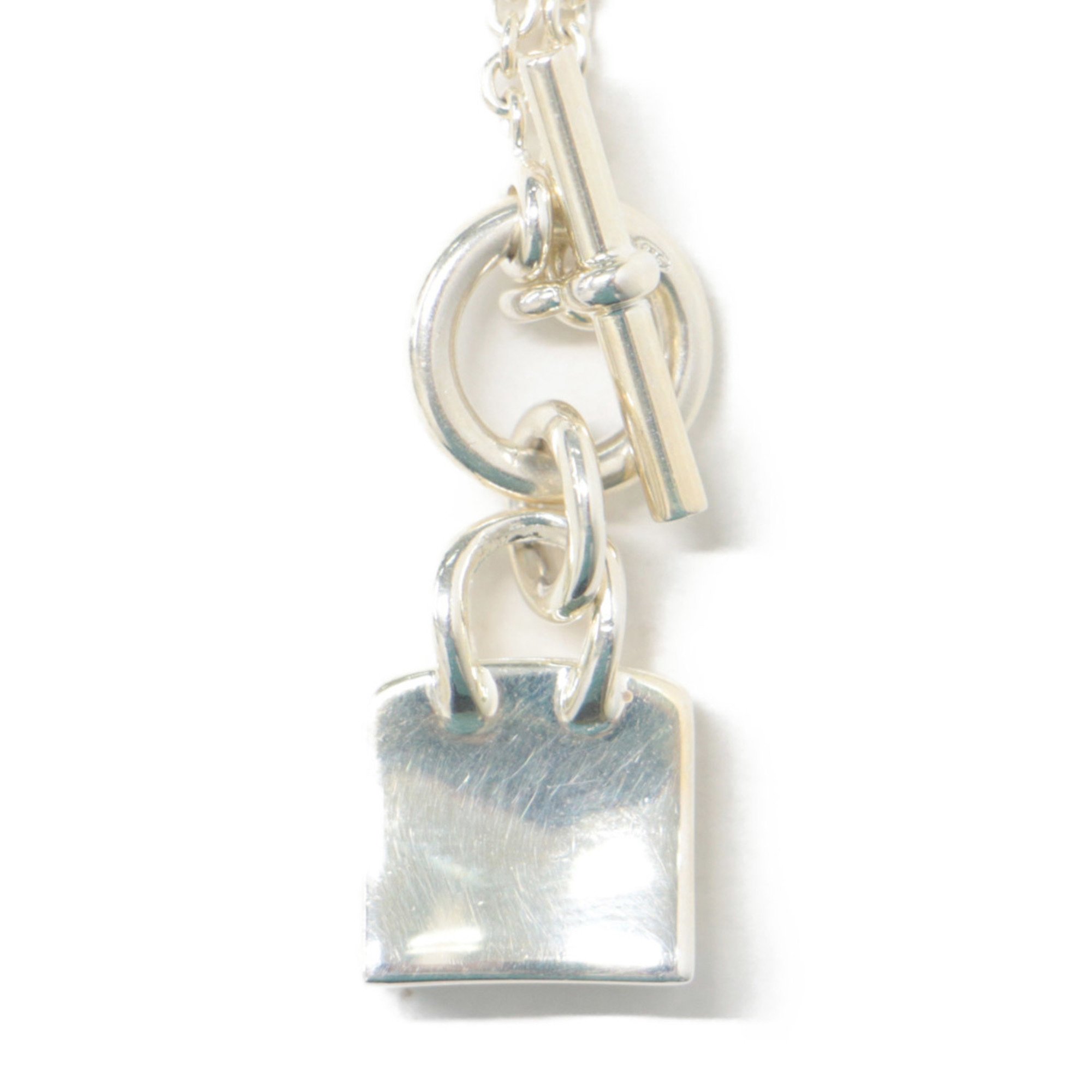 HERMES Necklace Jewelry Accessory Pendant Silver Chain Bag Motif Birkin Amulet
