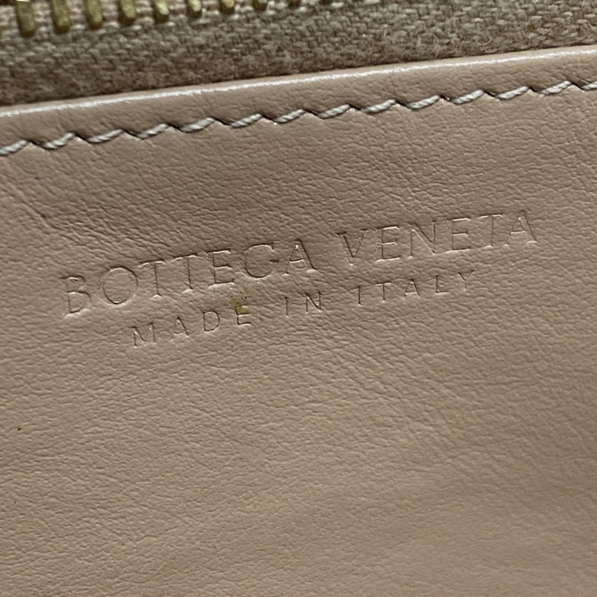 BOTTEGA VENETA Maxi Intrecciato Round Zipper Long Wallet Beige Women's