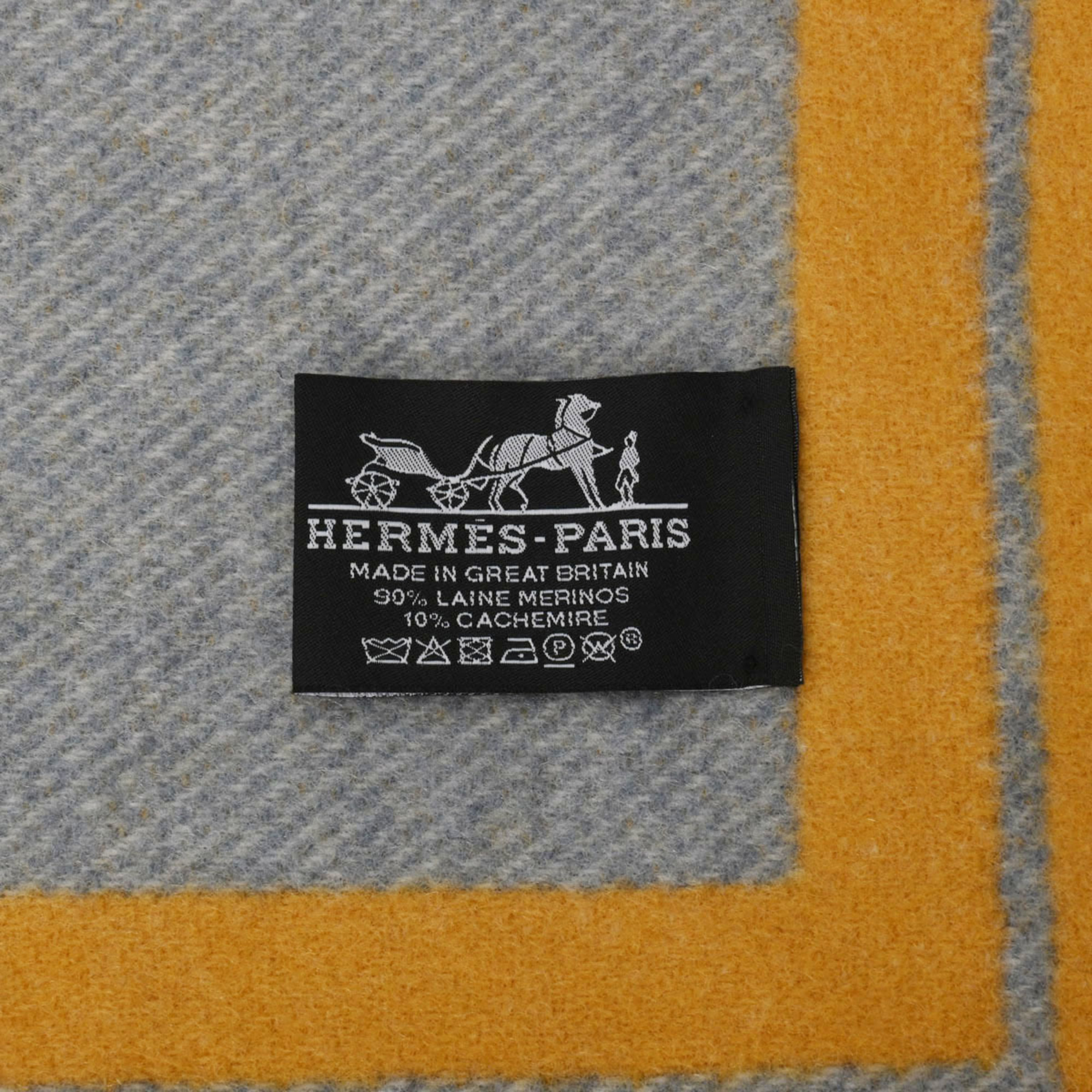 HERMES Blanket Cheval Cabriolet Gale Ladies 90% Wool 10% Cashmere
