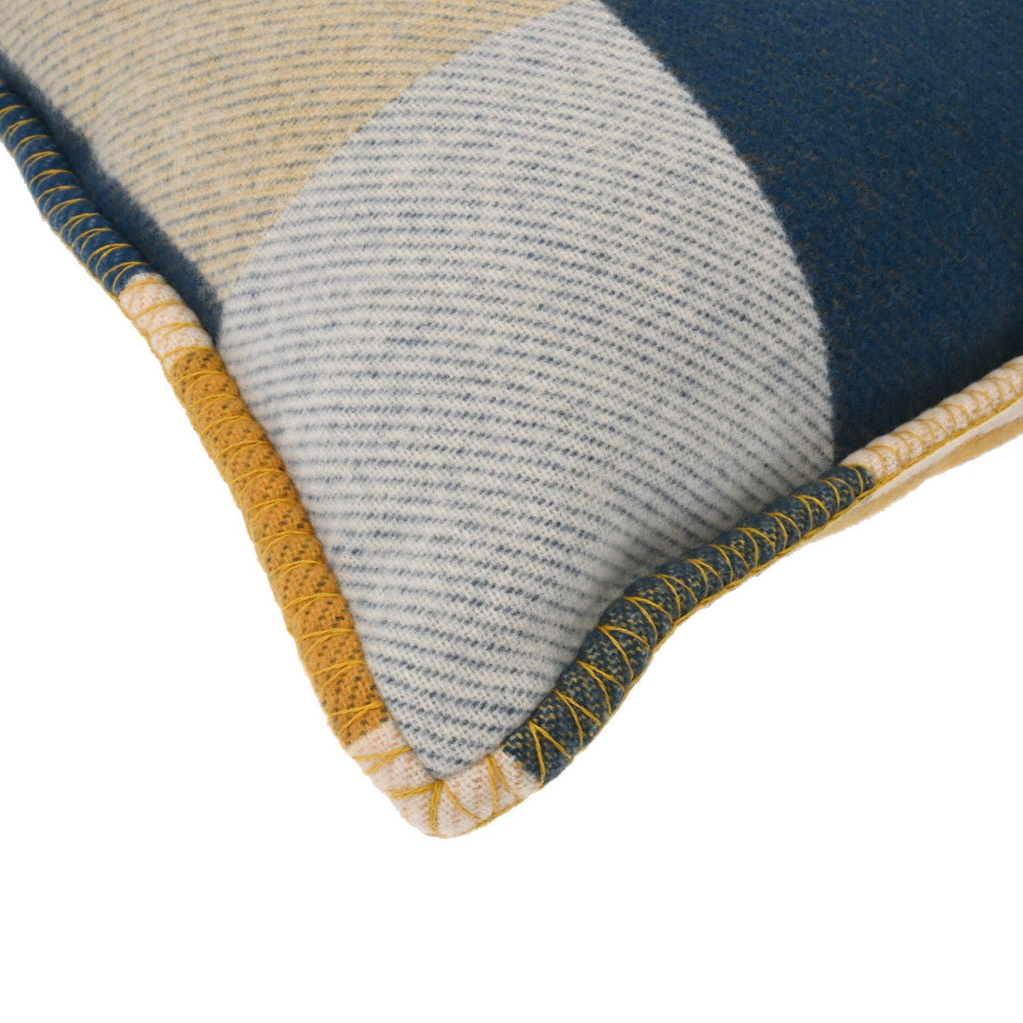 HERMES Cushion H Tissage Blue/Yellow Unisex 90% Wool/10% Cashmere Miscellaneous Goods