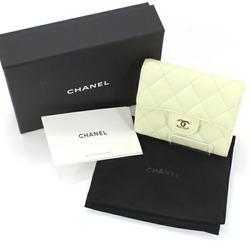 CHANEL Trifold Wallet Matelasse Leather Caviar Skin Classic Small Flap Lemon Yellow Here Mark Ladies AP0231 Compact T4656-ys