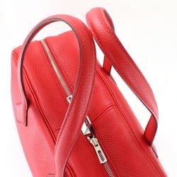 Hermes Bag Victoria 35 Red Rouge Coup Taurillon Clemence Handbag Shoulder Boston HERMES Leather Men's Women's Tote TK1883