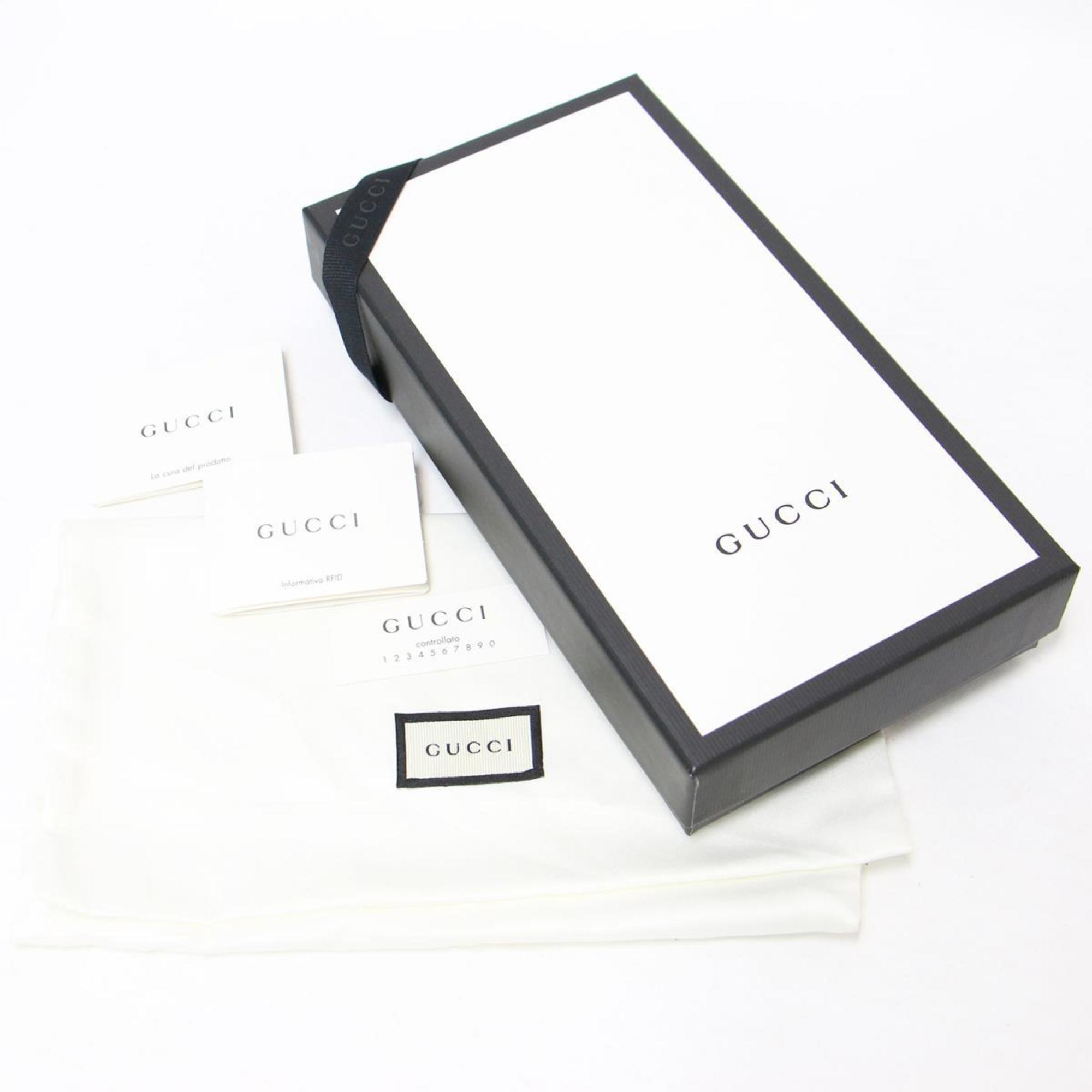 GUCCI Gucci Wallet Black Long Round Zipper Zip GG Double G 428736 Leather Plain