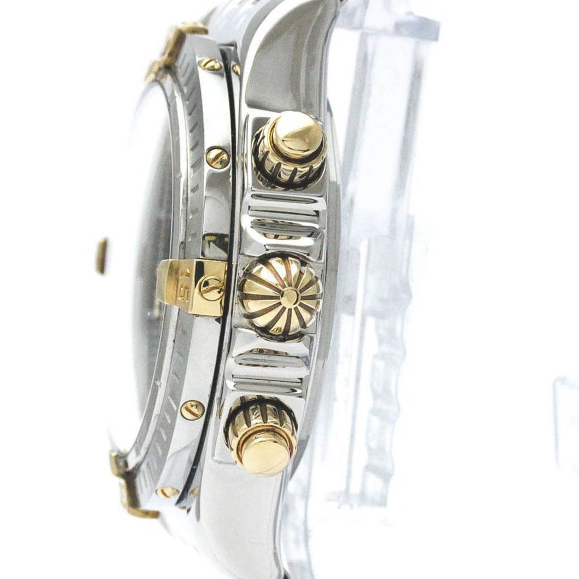 Polished BREITLING Chronomat Evolution 18K Gold Steel Mens Watch B13356 BF568337