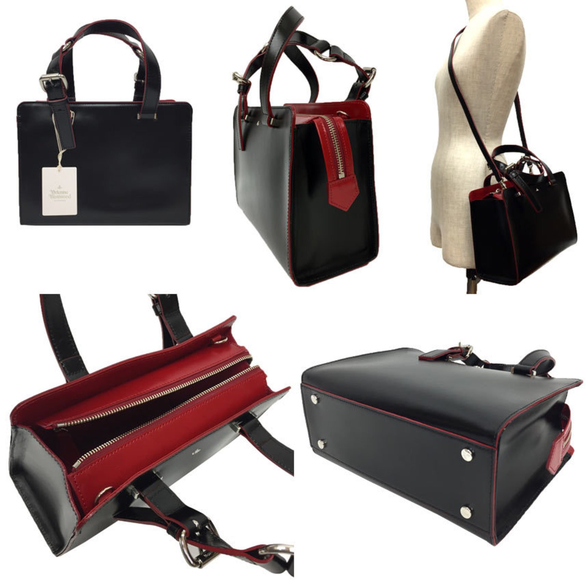 Vivienne Westwood Handbag 2WAY Shoulder Bag 42496121 Leather Orb Black Back Ladies aq9244