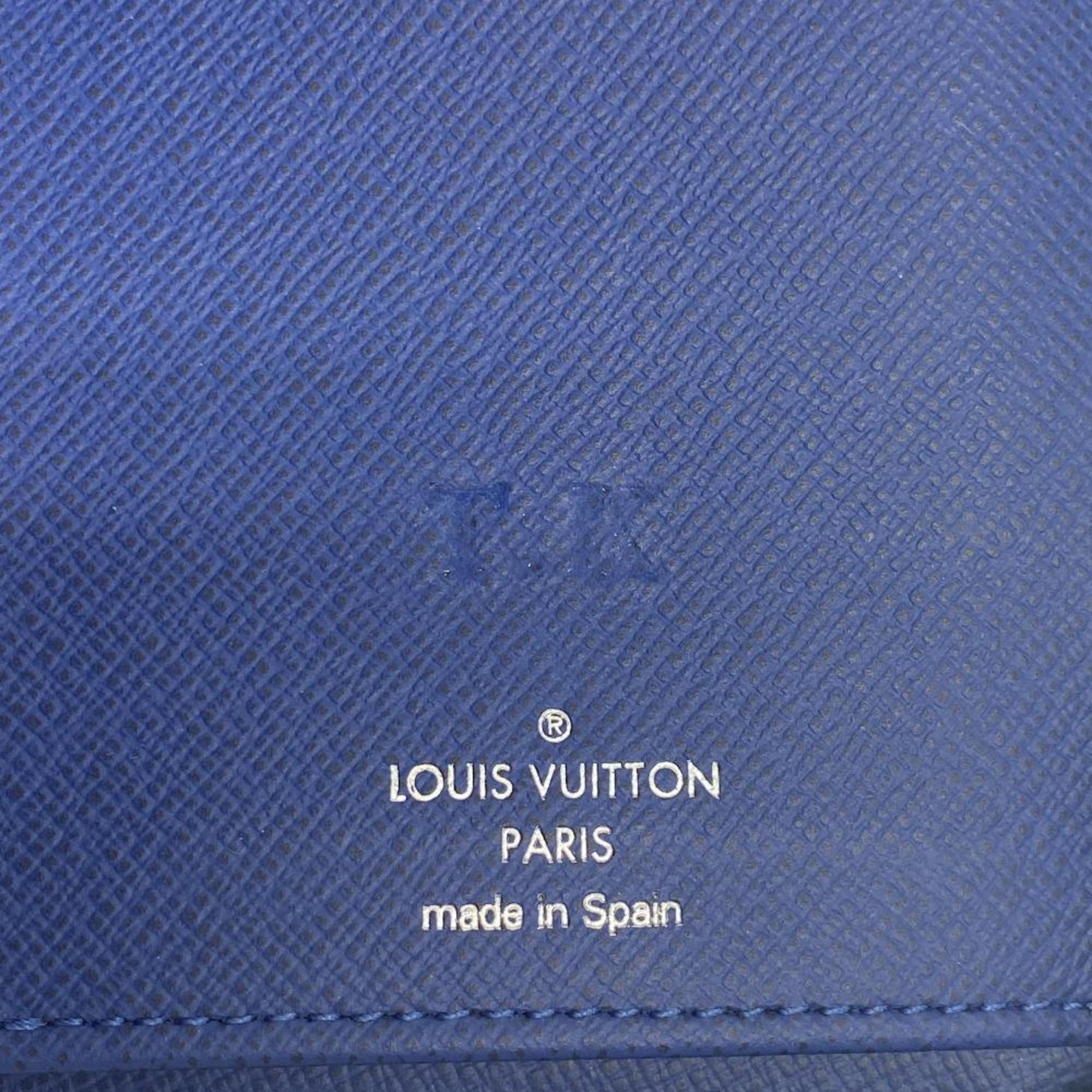 LOUIS VUITTON M30447 Taigarama Zippy Wallet Vertical Long Blue Men's