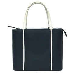 BURBERRY Leather Tote Bag Navy x White Handbag Ladies Burberry aq4009