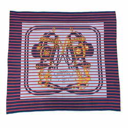 HERMES Smooth Carre BRIDES de GALA BAYADERE Ceremony Bridle Border Bridget Gala Navy x Red Blue Silk Jersey Hermes Scarf aq4607