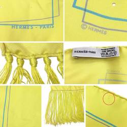 HERMES Scarf with Hermes Stole Punching Shawl Muffler Silk Yellow aq3846