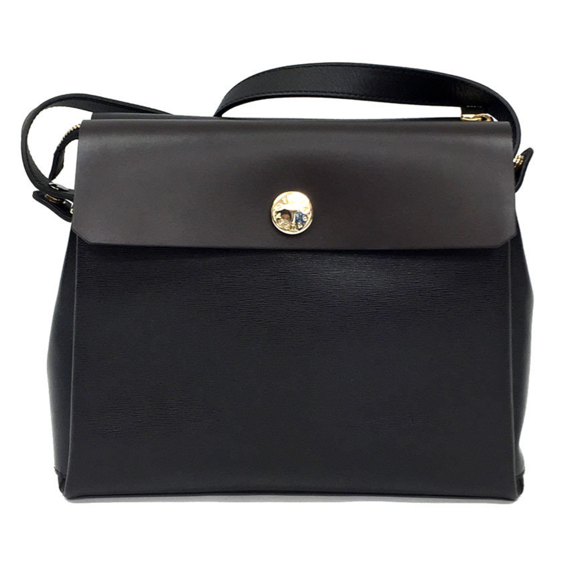 Furla FURLA Meridian Shoulder Bag Leather Black/Brown aq8313