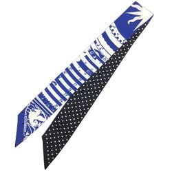 HERMES Twilly Scarf Muffler ASTROLOGIE DOT Astrologie a Pois Astrology Dot 2018 Blue Roy x Black White 100% Silk Hermes aq8361