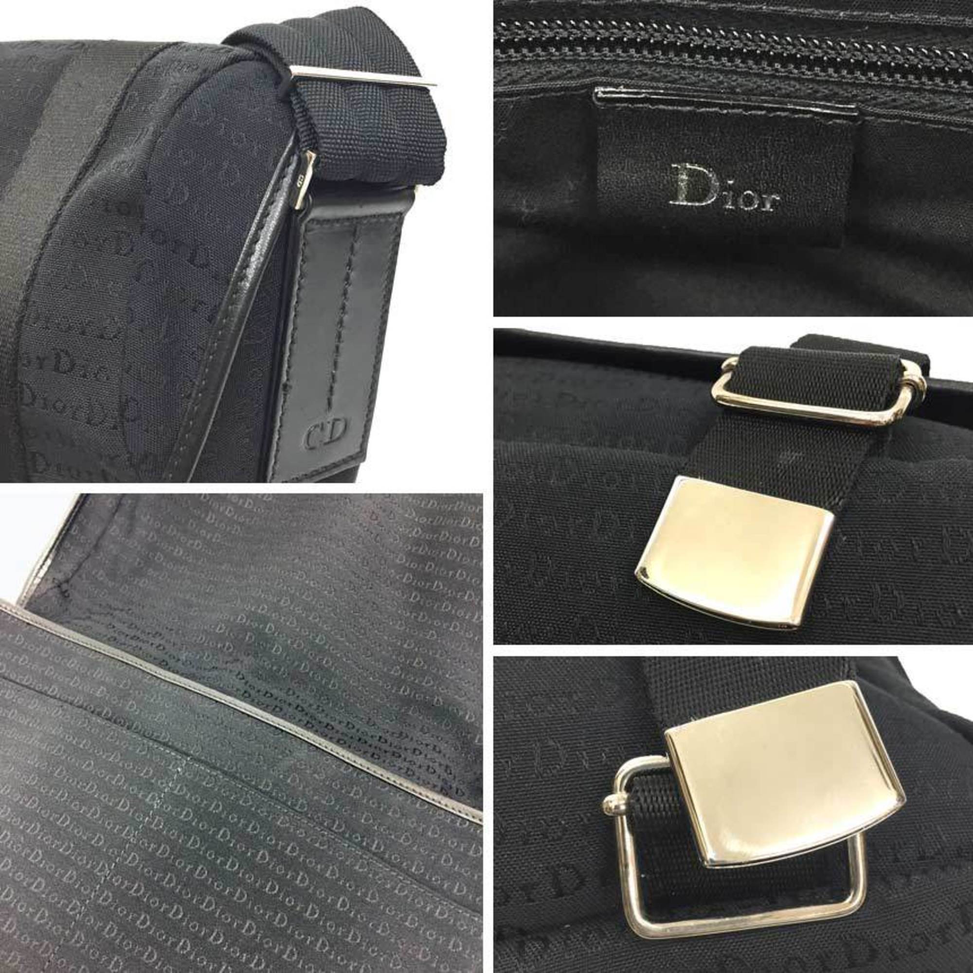 Christian Dior Bag Shoulder Crossbody Canvas x Leather Black Men's aq9194