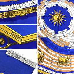 HERMES Scarf Muffler Carre 90 DIES ET HORE Astrology Constellation Pattern Horoscope Blue 100% Silk Hermes aq7783