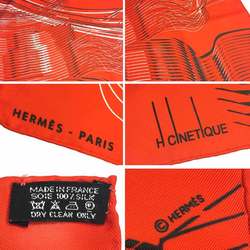 HERMES Hermes Carre 90 Scarf Muffler H CINETIQUE Orange 100% Silk aq6294