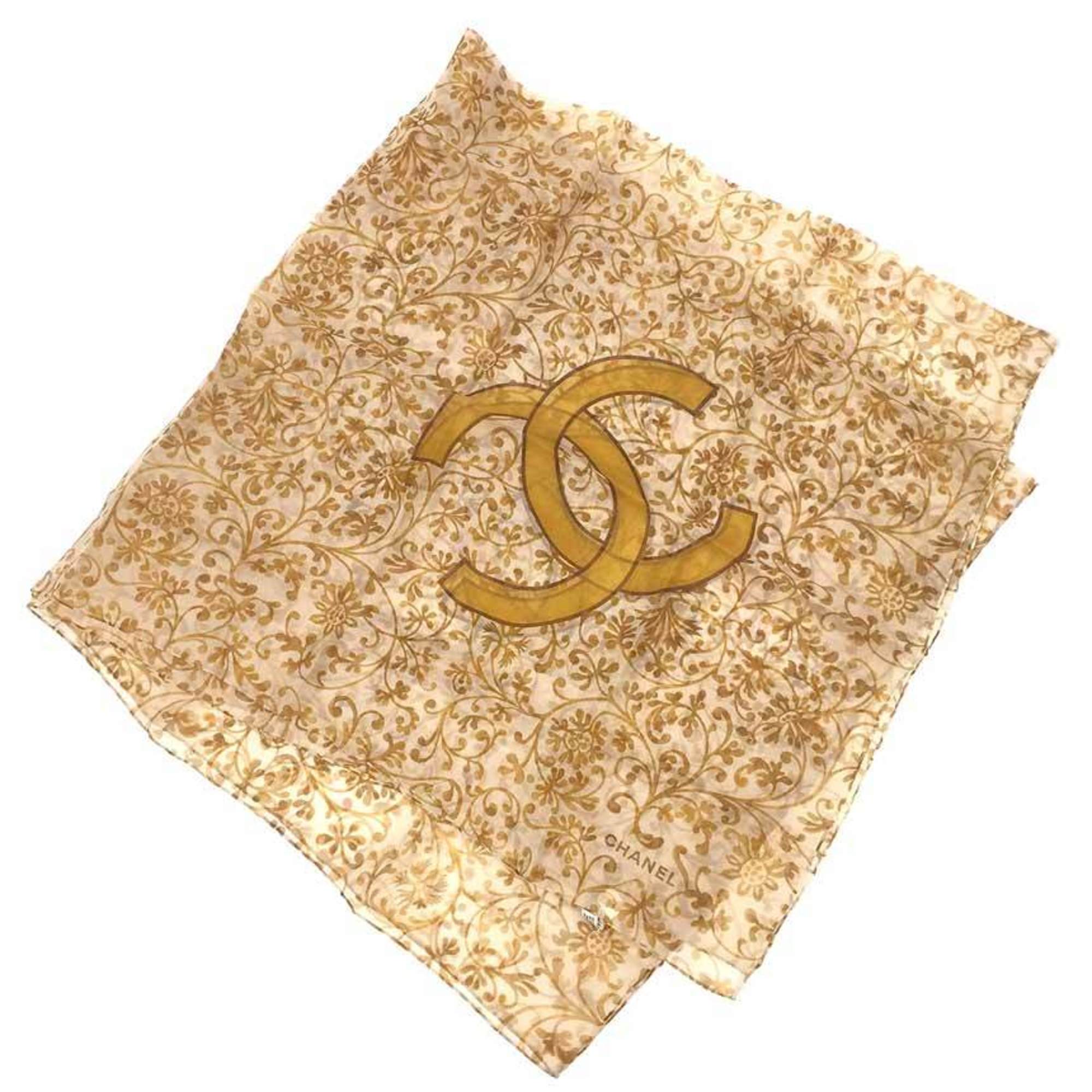 CHANEL Shawl Stole Large Scarf Muffler Camel Cocomark Chanel aq9185