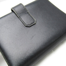 Hermes Julla Women,Men Leather Wallet (tri-fold) Black