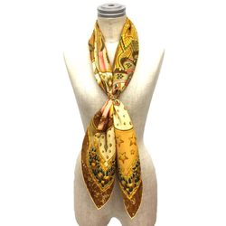 HERMES Hermes Scarf Muffler Kare 90 CARPE DIEM Enjoy your day today 100% silk Sun Yellow Silk aq8354