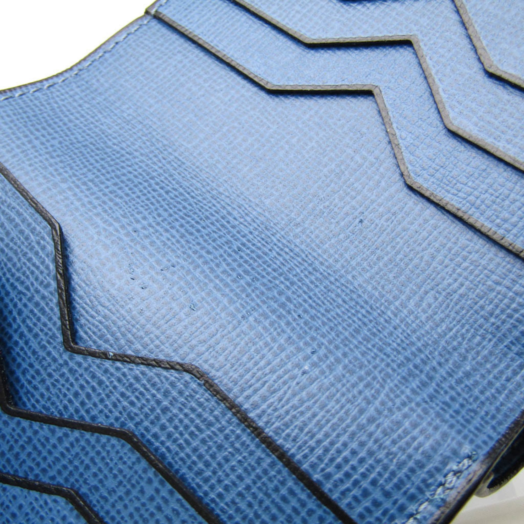 Valextra V8L38 Men's Leather Wallet (bi-fold) Blue