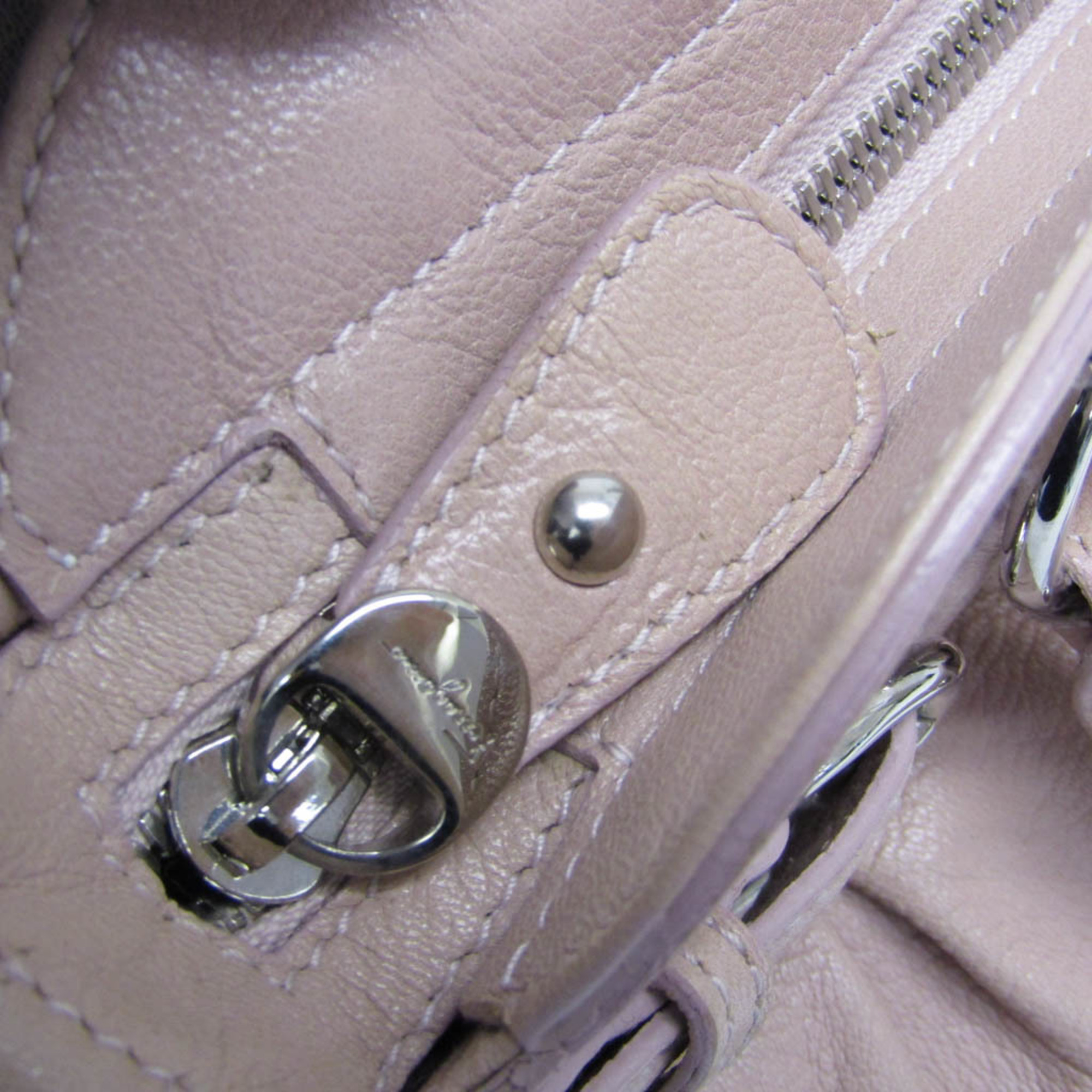 Salvatore Ferragamo Gancini AB-21 5370 Women's Leather Handbag Light Pink
