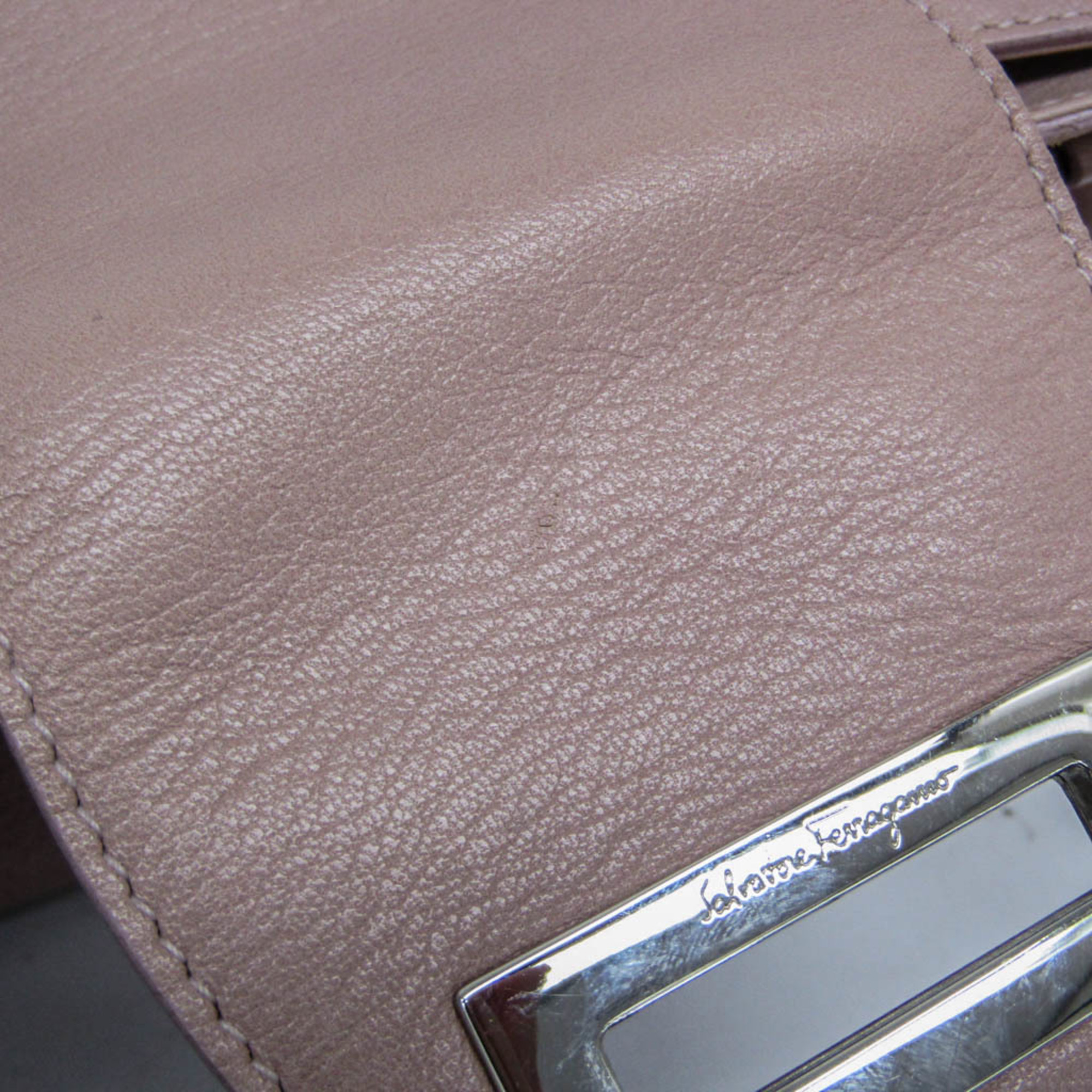 Salvatore Ferragamo Gancini AB-21 5370 Women's Leather Handbag Light Pink
