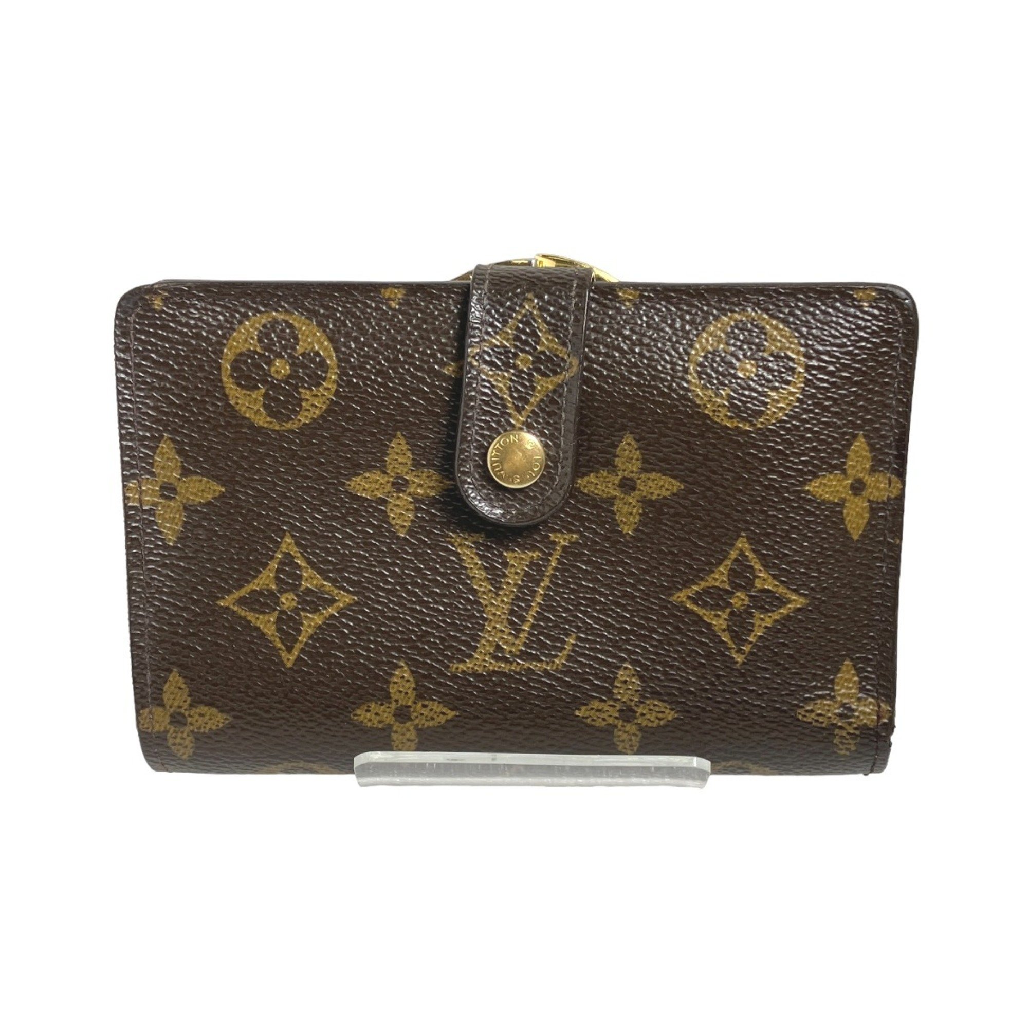 Louis Vuitton Card Pocket Clasp Wallet Monogram Porte Monet Bier Vienois M61663 Brown Bifold