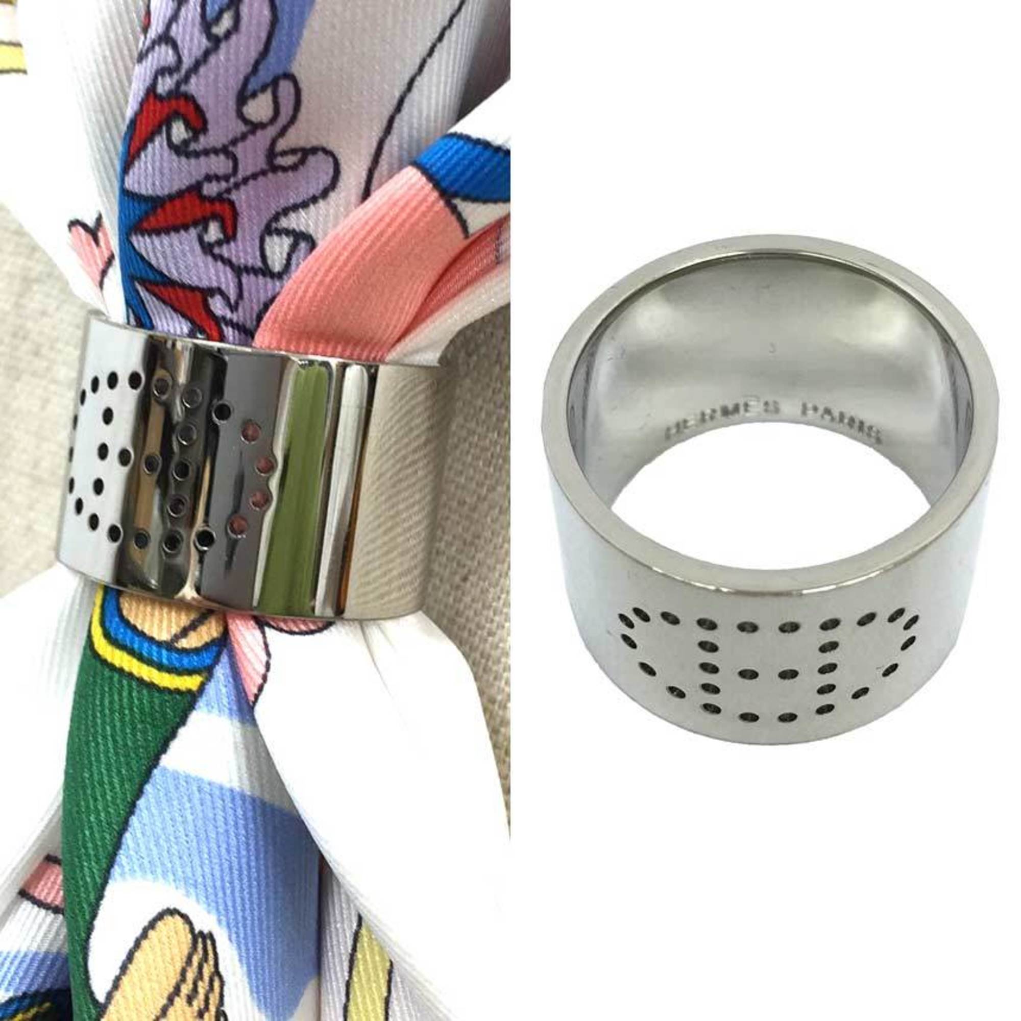 HERMES Scarf Ring H Punching Evelyn Silver Hermes aq6656